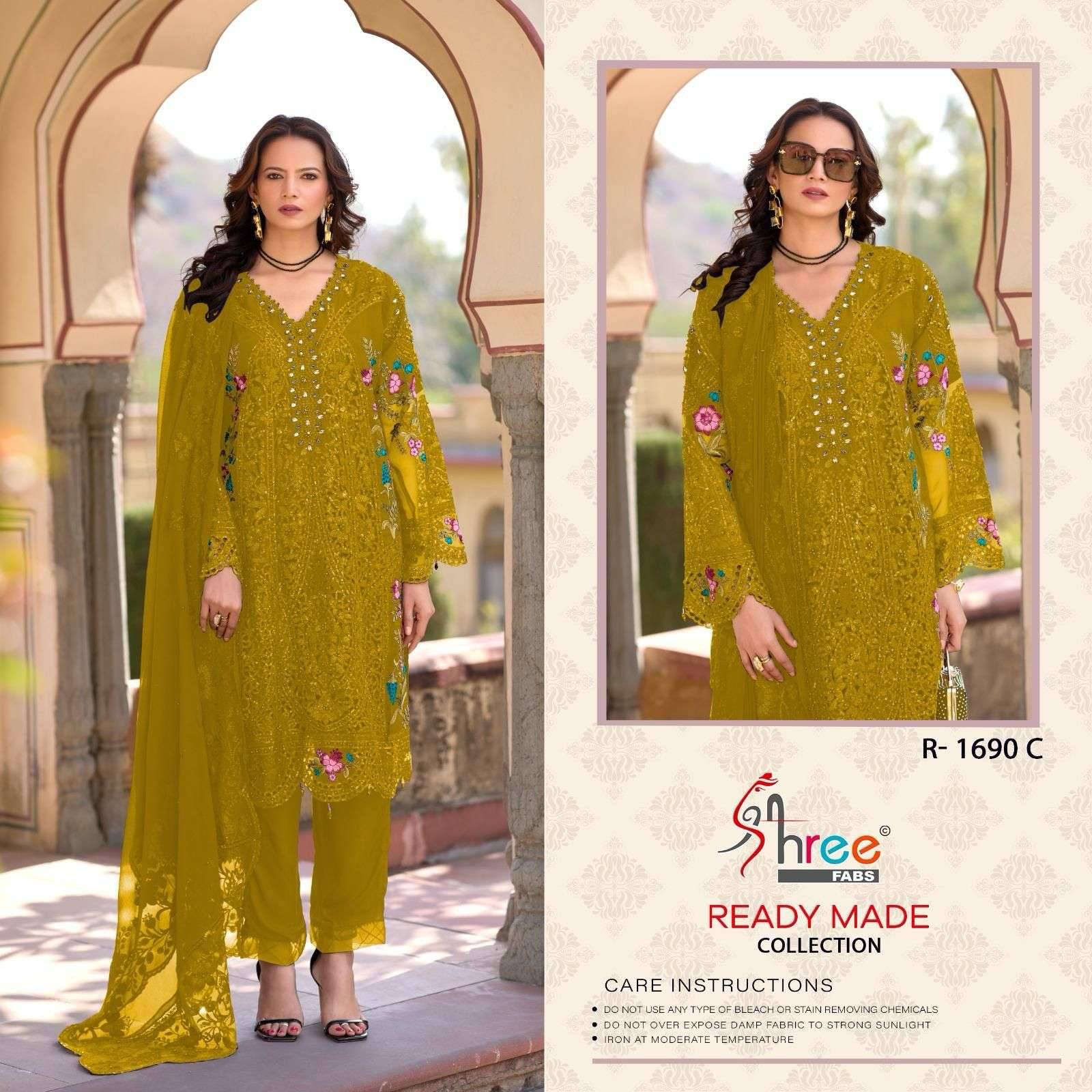 1690 Colors BY Shree fabs 1690 a TO 1690 d SERIES Pakistani Stylish Beautiful Colourful Printed & ragga chiffon readymade Dresses At Wholesale Price